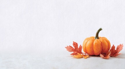 Tiny pumpkin on a stage of crimson leaves, signaling Samhain's whispers and harvest's nostalgic embrace
