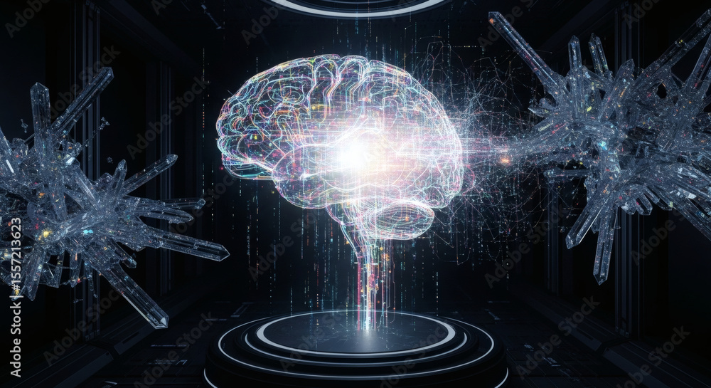 Fototapete digital brain exploring the neural network and data visualization