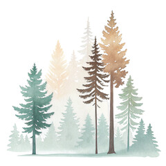Obraz premium forest nature green tree clipart Watercolor 