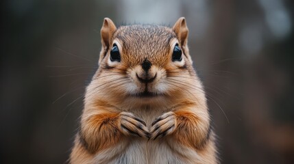 Fototapeta premium Close-up of a chipmunk, front-facing