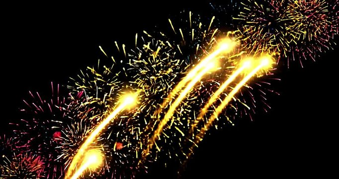 Firework explosions a computer designed as a seamless loop with a black background