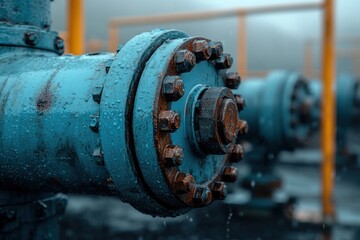 Close-up of industrial pipes and fittings