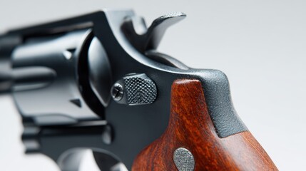 Close-up of gun trigger on white background