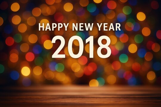 Vibrant New Year Celebration 2018 with Colorful Bokeh Effects for Festive Occasions, Abstract Glittering Lights and Shadows - Powered by Adobe