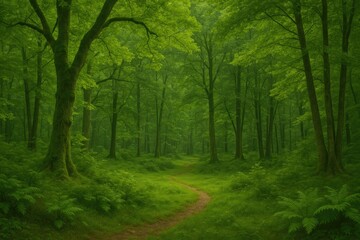 Naklejka premium Stunning natural scenery with lush green foliage in a forest setting