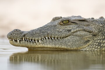 Obraz premium Close-up of a crocodile's head showcasing detailed features