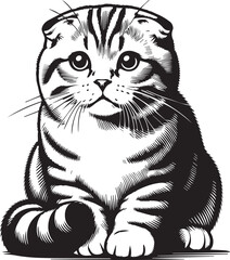 Obraz premium Scottish Fold Cat Vector in black and white