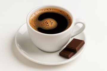 Fototapeta premium Black coffee beverage on a plain white backdrop