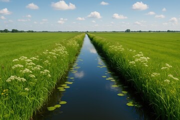 Obraz premium Crossing the Fields in Lemmer