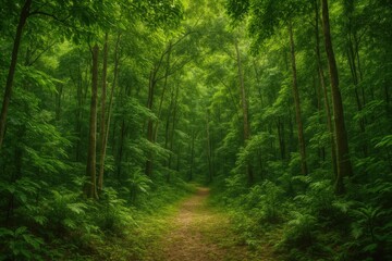 Fototapeta premium Lush and Stunning Forest Scene on an Island Paradise
