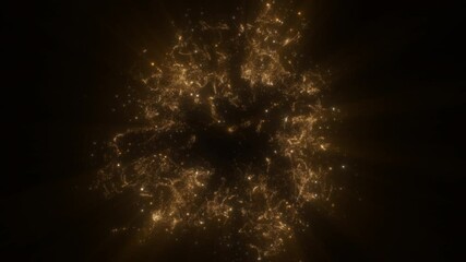 4k 3D explosion animation of golden spark particles softly bursting and forming light on a dark background. Ideal for elegant festive designs, New Year and luxury event visuals. - Powered by Adobe