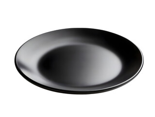 A single matte black plate with a subtle texture isolated on transparent background