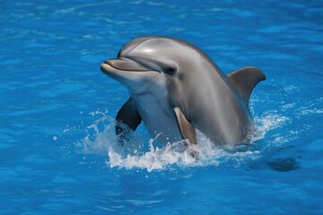 Marine mammal swimming gracefully in the ocean