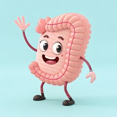 Happy Cartoon Digestive System Character Illustration