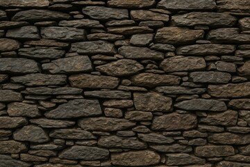 Ancient stone wall constructed from slate debris