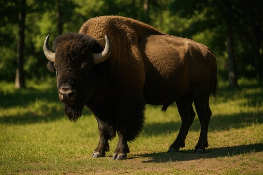 Sunlit Wilderness Scene with a Buffallo