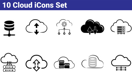 Modern Cloud Computing & Technology Vector Icon Set