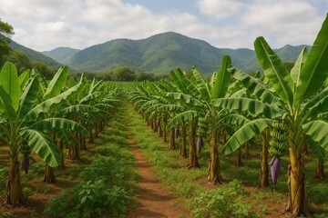 Obraz premium Tropical banana farm in a southern coastal region