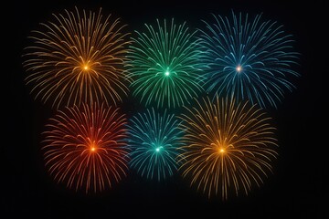 Fototapeta premium Vibrant explosion of colorful fireworks for festive anniversary backdrop