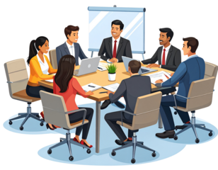 Creative business people meeting on a transparent background