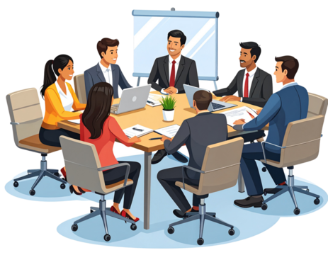 Creative business people meeting on a transparent background