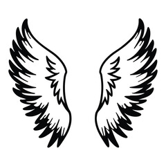 Obraz premium Angel vector illustration with wings silhouette tattoo design symbol