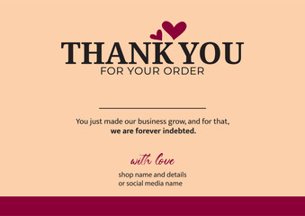Thank You Card Layout Design. Customer thank you card templatevector artwork