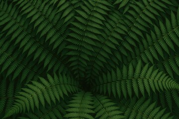 Top view of lush green fern foliage in a forest setting
