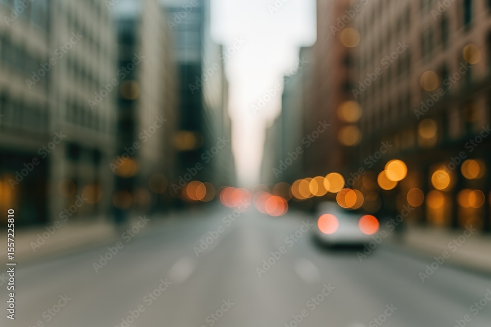 Poster abstract cityscape with out-of-focus structures and roads, featuring a soft depth of field.