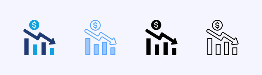 Decline Icon Set Multiple Style Collection