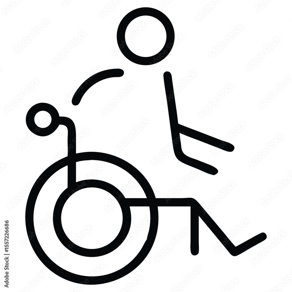 Poster minimal line art of person in wheelchair for web or print use