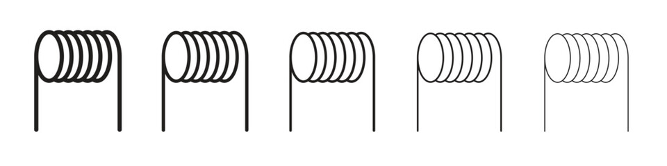 Wire coil iconBlack linear bold and thin strokes set