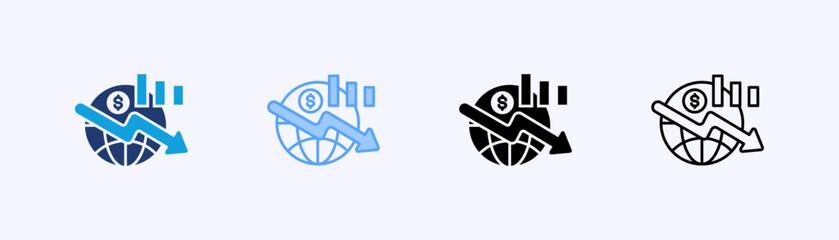 Global Recession Icon Set Multiple Style Collection
