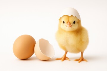 Young chick emerging from eggshell
