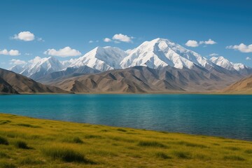 Stunning panorama of a high-altitude lake in a remote mountain region