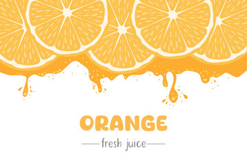A label template for natural orange juice. Organic fresh fruits. Vector illustration