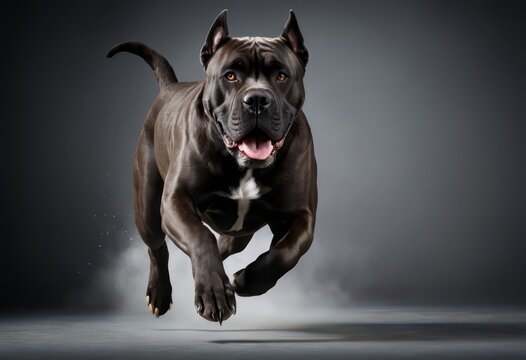 cane corso dog isolated on grey neautral studio background, italian mastiff 8