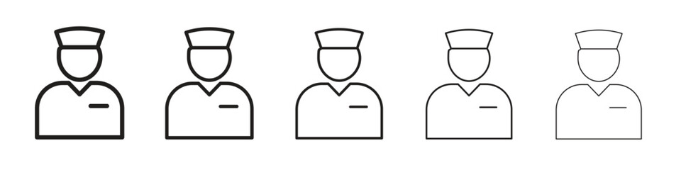 Valet iconBlack linear bold and thin strokes set