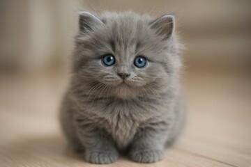 Endearing and charming fluffy gray kitten