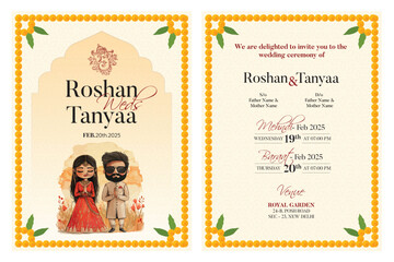 Indian traditional style wedding invitation card design 