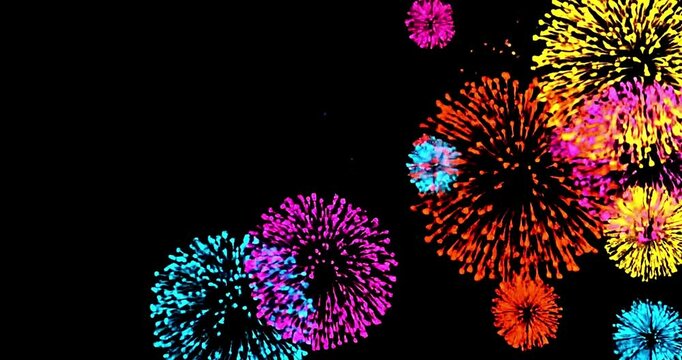 Firework explosions a computer designed as a seamless loop with a black background