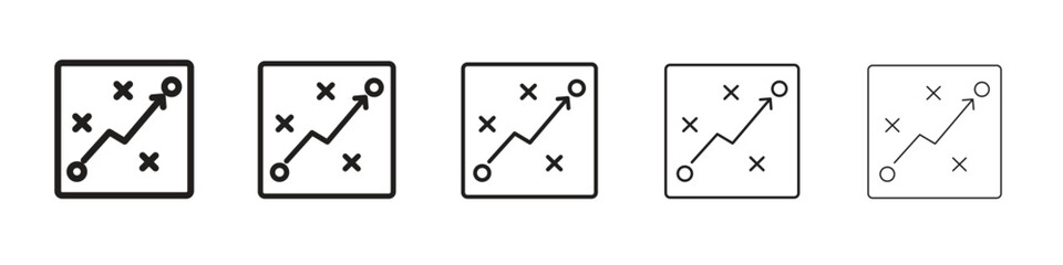 Tactical iconBlack linear bold and thin strokes set