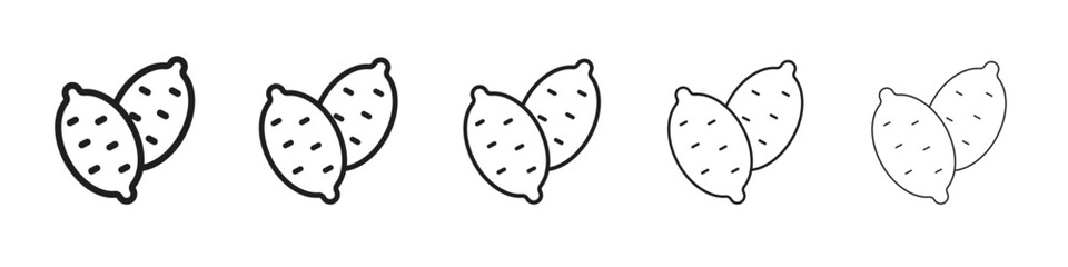 Sweet potato iconBlack linear bold and thin strokes set