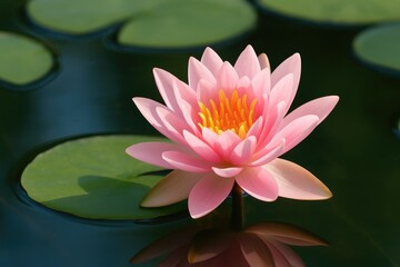Stunning Pink Water Lily Flourishing on a Calm Pond