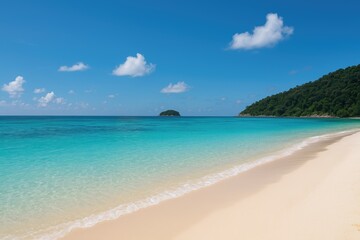 Fototapeta premium Stunning coastline and vibrant ocean scenery at a remote island destination