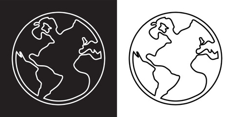Globe icon vector. Earth icon sign symbol in trendy flat style. Planet vector icon illustration isolated on black and white background