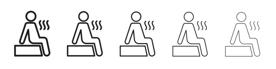 Sauna iconBlack linear bold and thin strokes set