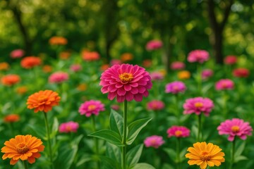 A floral display in a garden setting