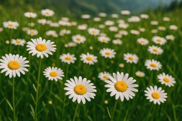 Fototapeta premium Discover Stunning Daisy Blooms in the Scenic Mount Prau Region