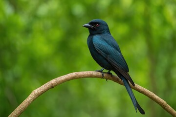 A black drongo resting on a branch